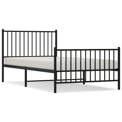 vidaXL Metal Bed Frame without Mattress with Footboard Black 100x200cm 2