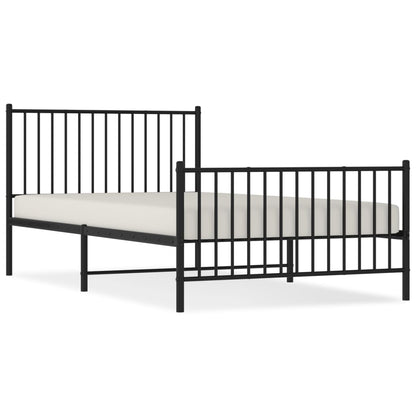 vidaXL Metal Bed Frame without Mattress with Footboard Black 107x203cm 2