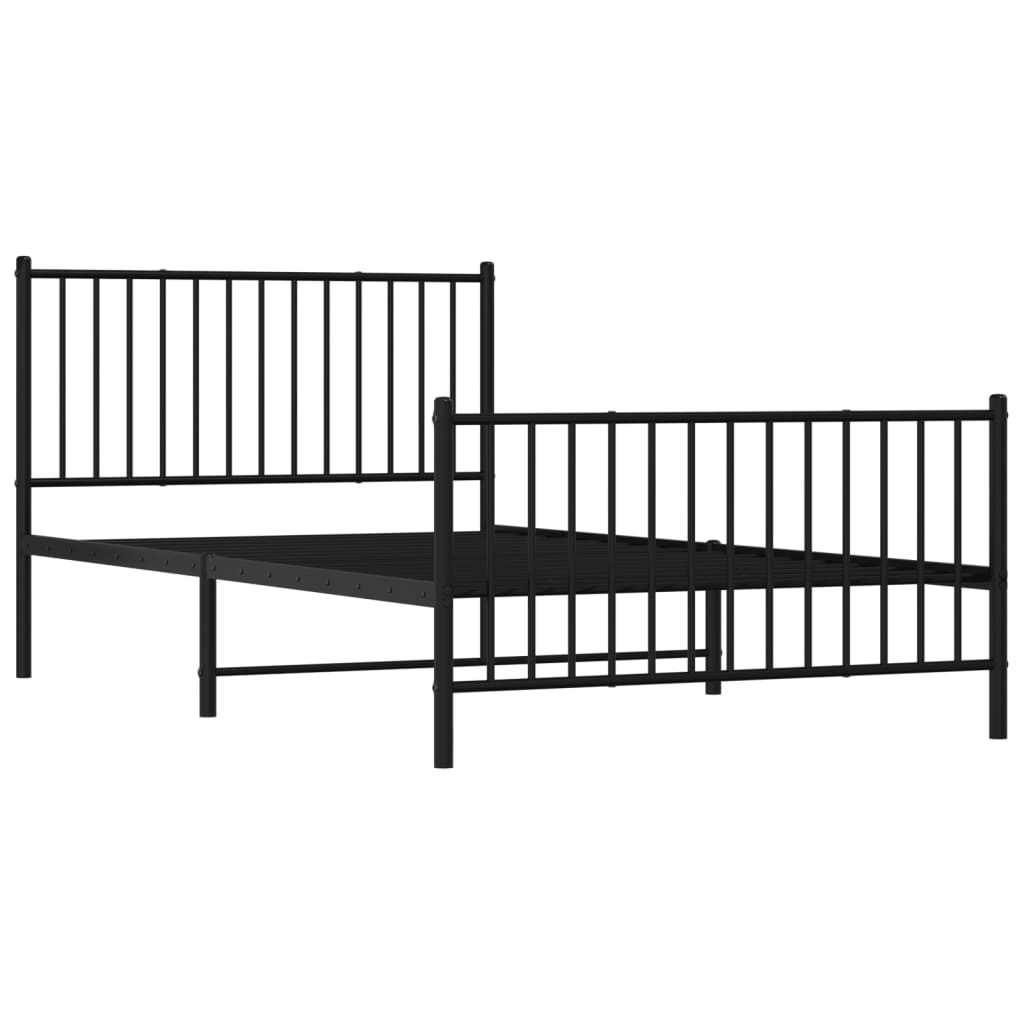 vidaXL Metal Bed Frame without Mattress with Footboard Black 107x203cm 3