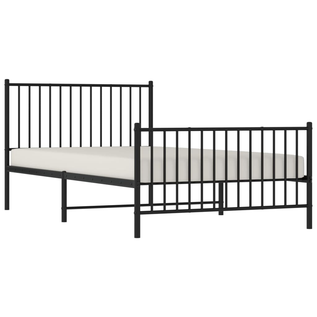 vidaXL Metal Bed Frame without Mattress with Footboard Black 107x203cm 4