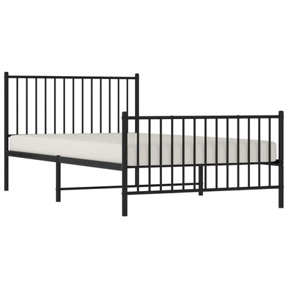 vidaXL Metal Bed Frame without Mattress with Footboard Black 107x203cm 4