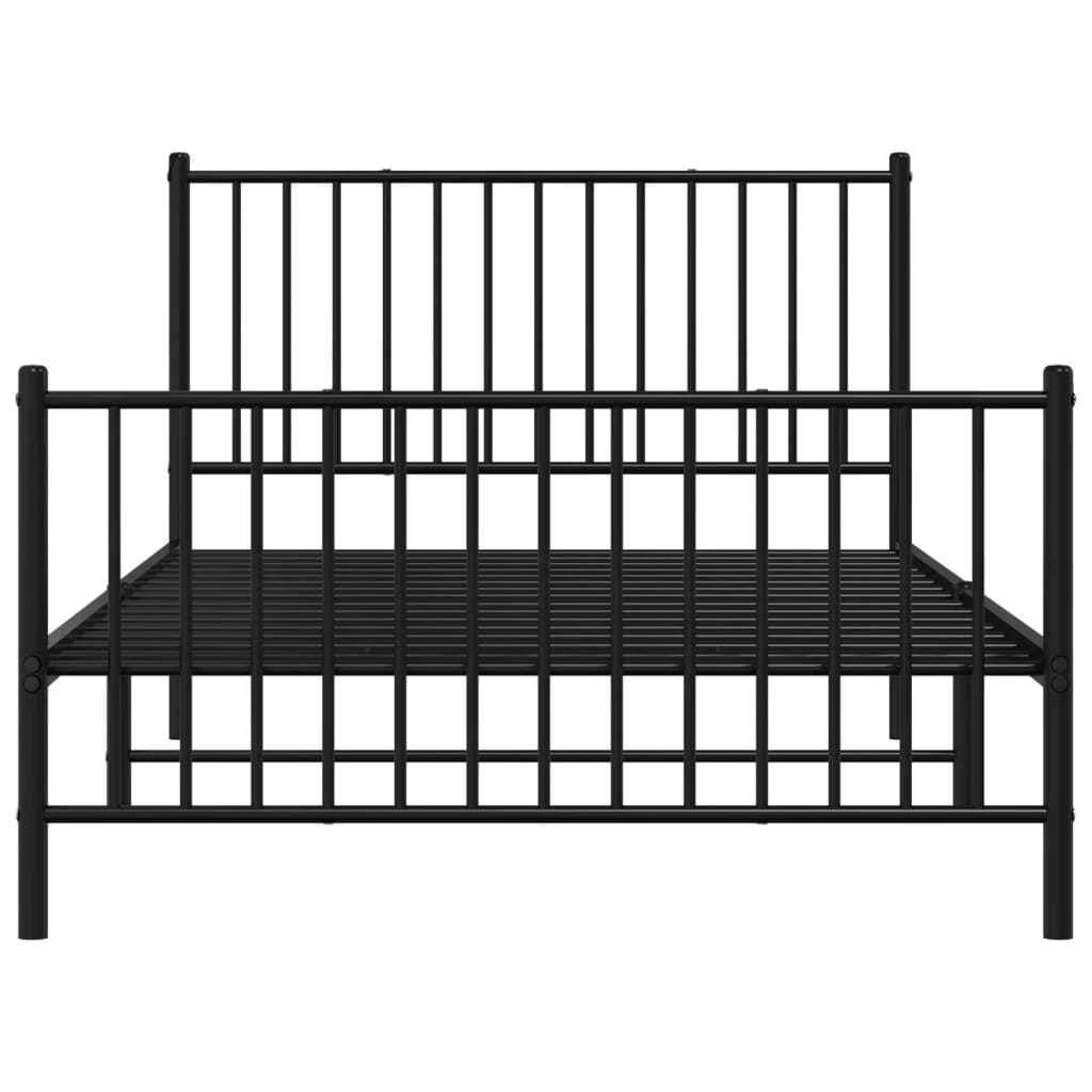 vidaXL Metal Bed Frame without Mattress with Footboard Black 107x203cm 5