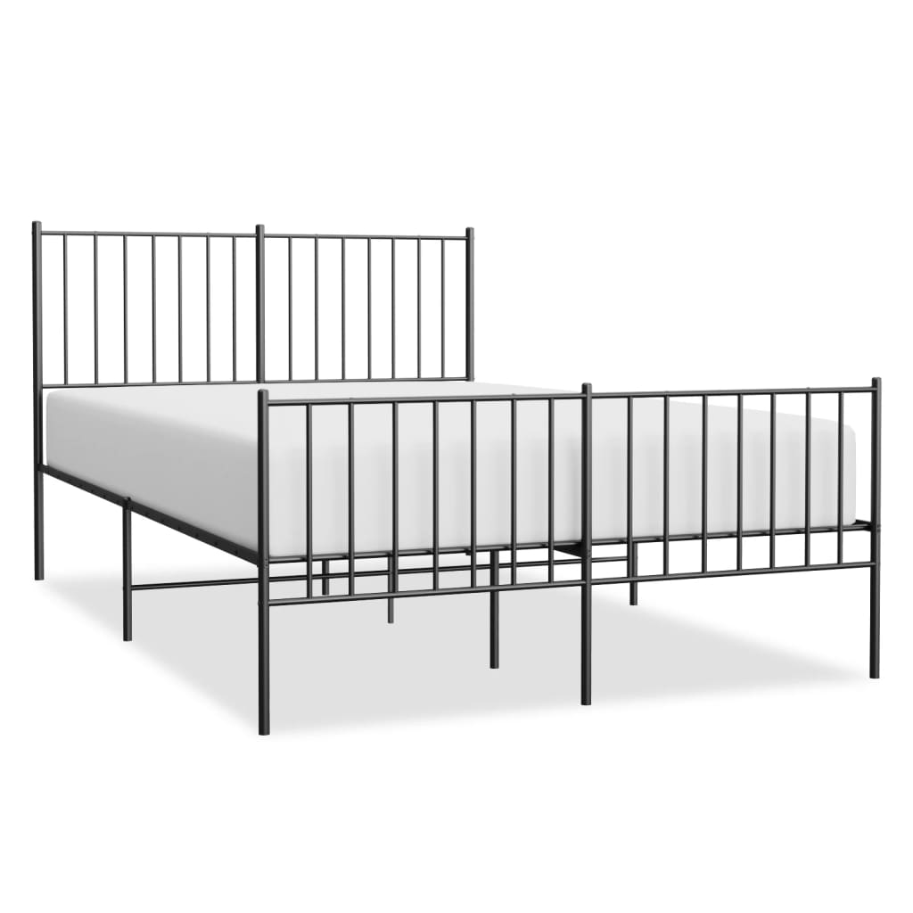 vidaXL Metal Bed Frame without Mattress with Footboard Black 120x190cm 2