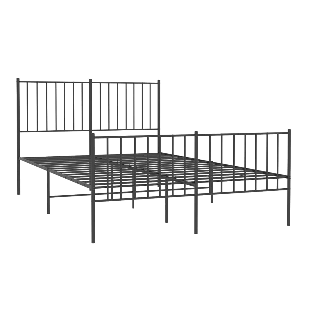 vidaXL Metal Bed Frame without Mattress with Footboard Black 120x190cm 3