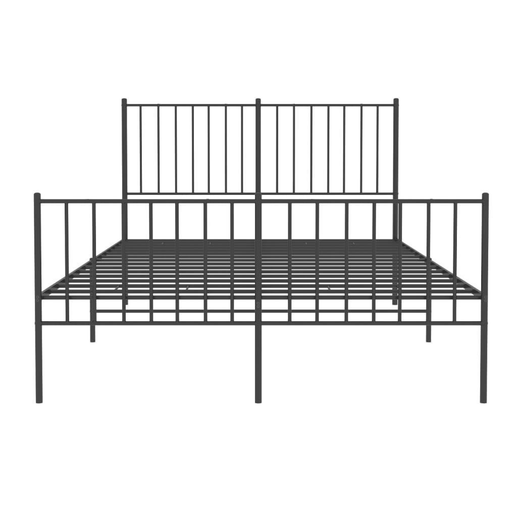 vidaXL Metal Bed Frame without Mattress with Footboard Black 120x190cm 5