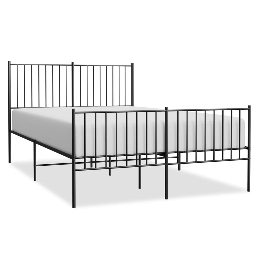 vidaXL Metal Bed Frame without Mattress with Footboard Black 140x190cm 2