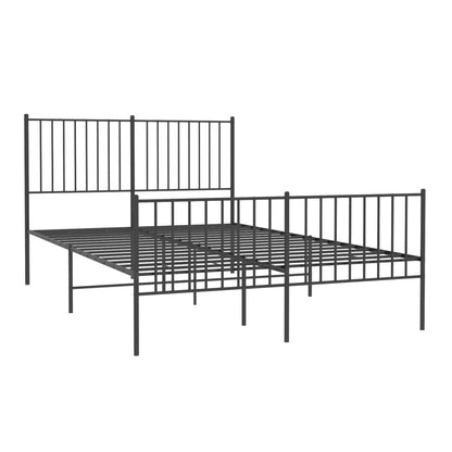 vidaXL Metal Bed Frame without Mattress with Footboard Black 140x190cm 3