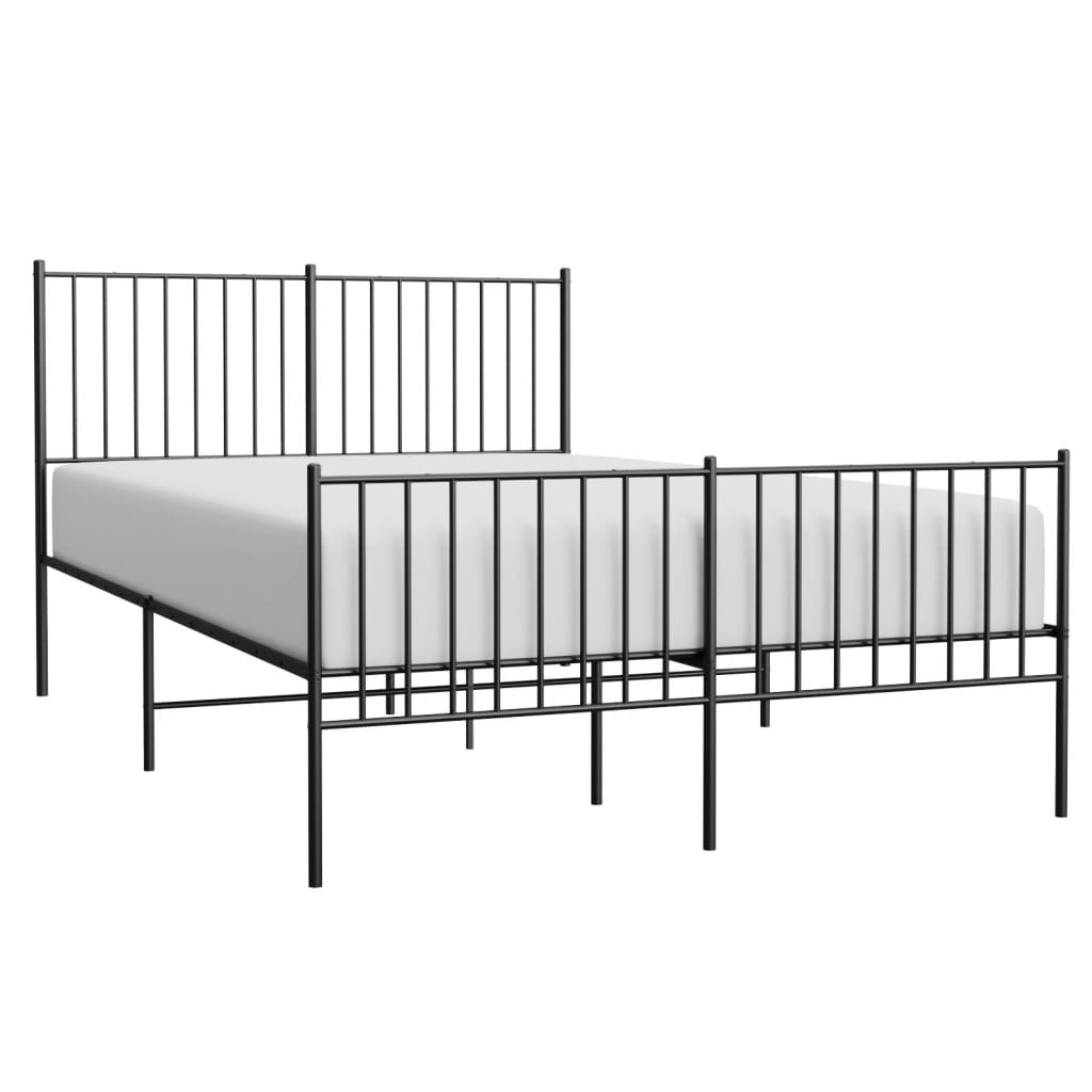 vidaXL Metal Bed Frame without Mattress with Footboard Black 140x190cm 4