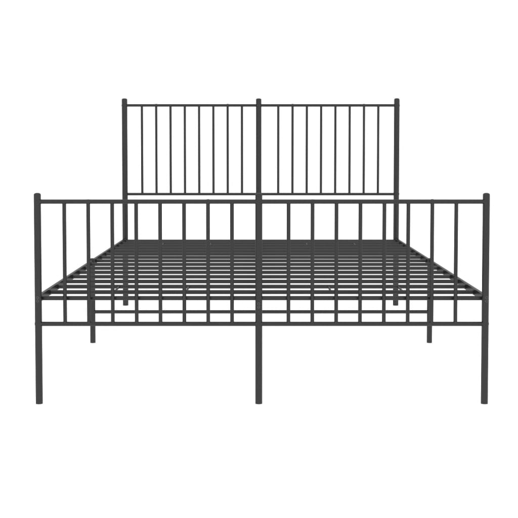 vidaXL Metal Bed Frame without Mattress with Footboard Black 140x190cm 5