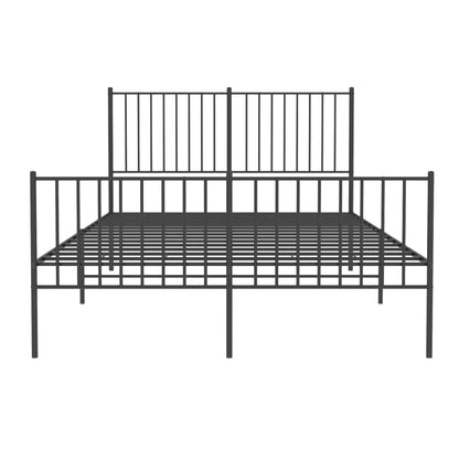 vidaXL Metal Bed Frame without Mattress with Footboard Black 140x190cm 5