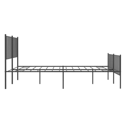 vidaXL Metal Bed Frame without Mattress with Footboard Black 140x190cm 6