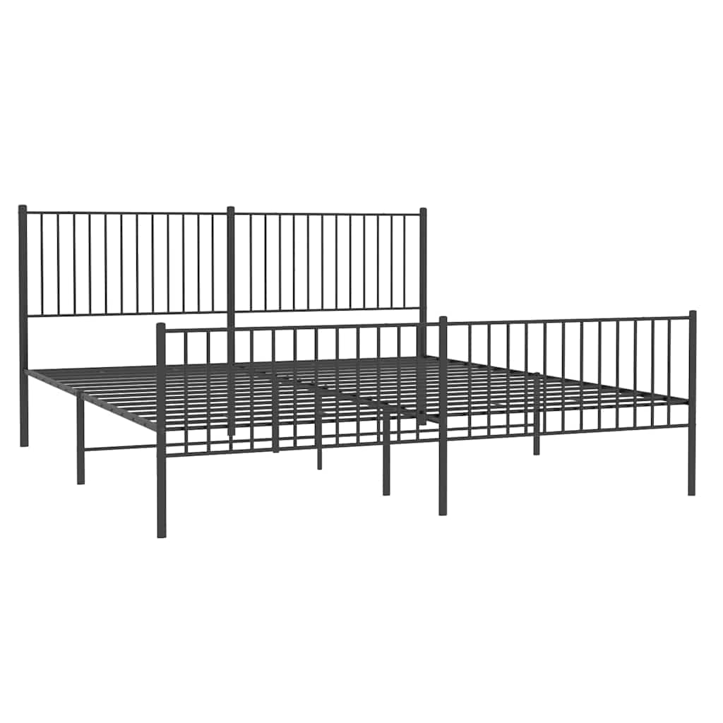 vidaXL Metal Bed Frame without Mattress with Footboard Black 193x203cm 3