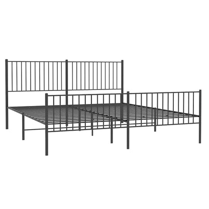 vidaXL Metal Bed Frame without Mattress with Footboard Black 193x203cm 3