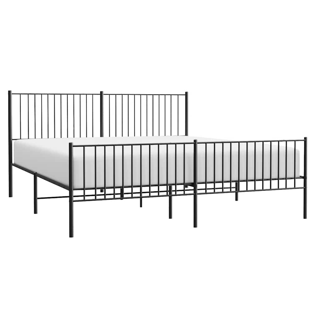 vidaXL Metal Bed Frame without Mattress with Footboard Black 193x203cm 5