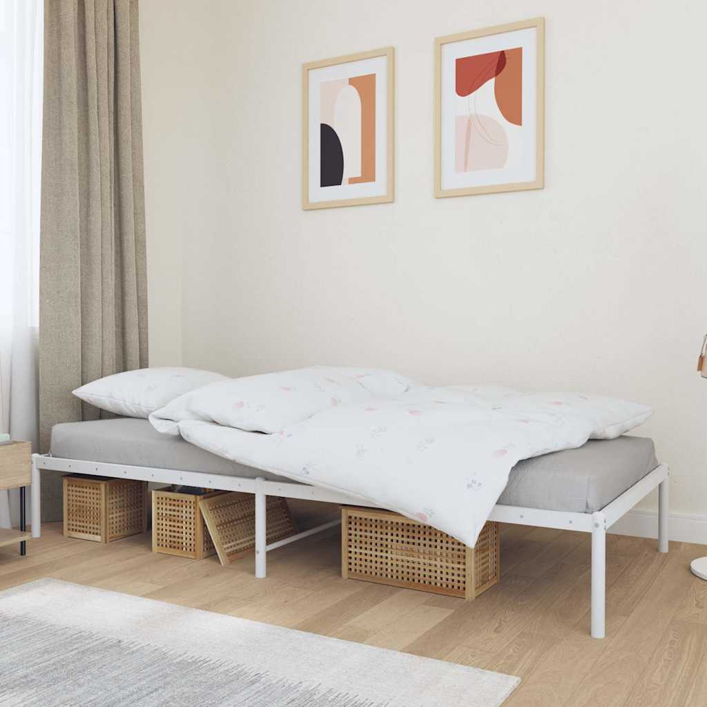 vidaXL Metal Bed Frame without Mattress White 90x200cm 1