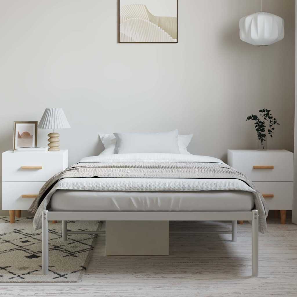 vidaXL Metal Bed Frame without Mattress White 100x190cm 3