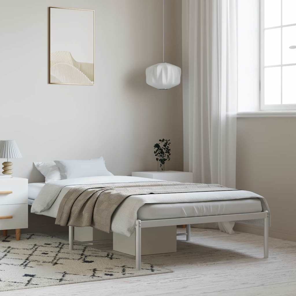 vidaXL Metal Bed Frame without Mattress White 100x190cm 1