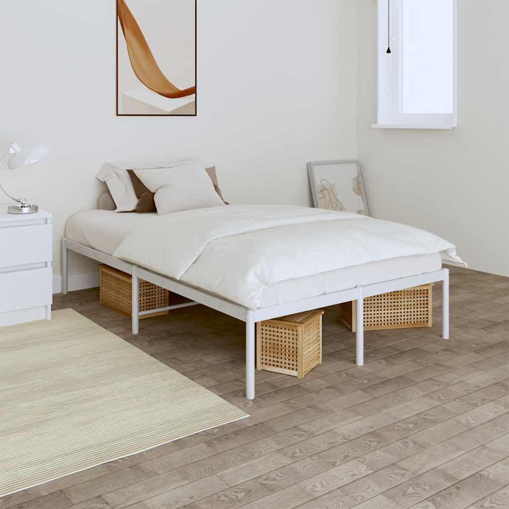 vidaXL Metal Bed Frame without Mattress White without Headboard