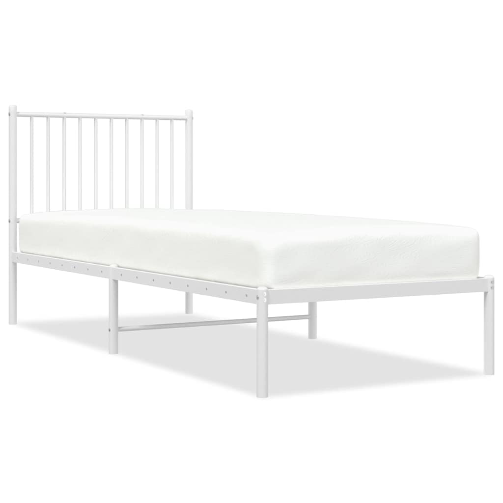 vidaXL Metal Bed Frame without Mattress with Headboard White 80x200cm 2
