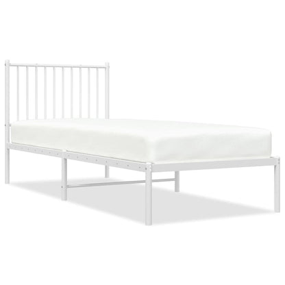 vidaXL Metal Bed Frame without Mattress with Headboard White 80x200cm 2