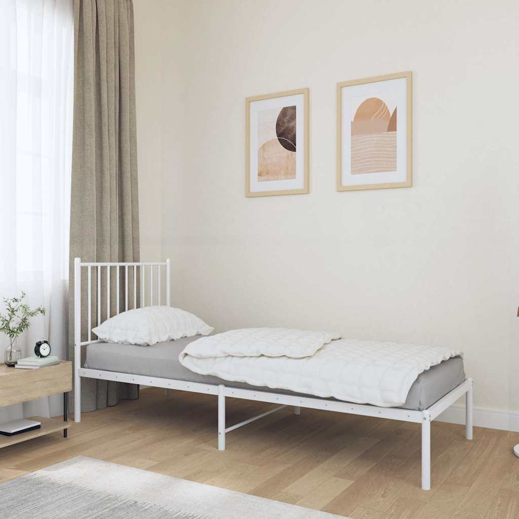 vidaXL Metal Bed Frame without Mattress with Headboard White 80x200cm 1