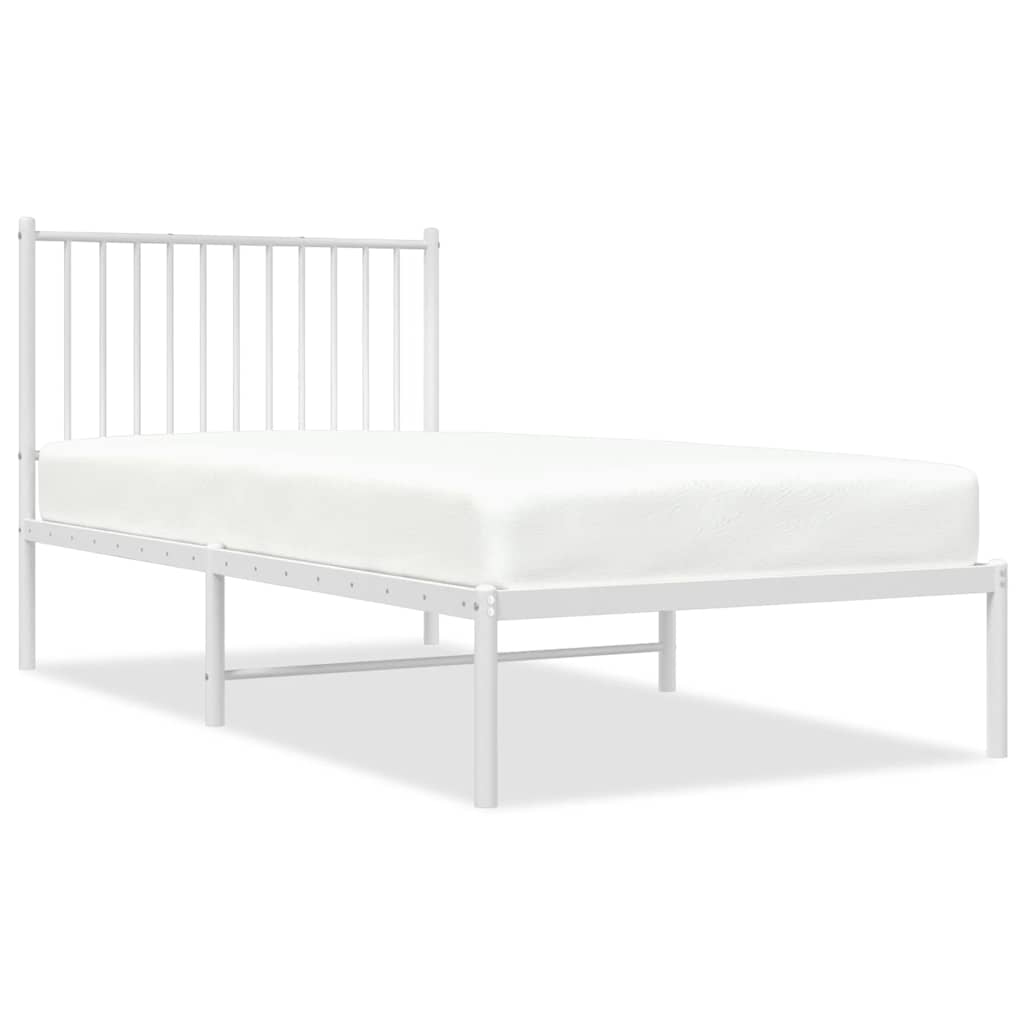 vidaXL Metal Bed Frame without Mattress with Headboard White 90x190cm 2