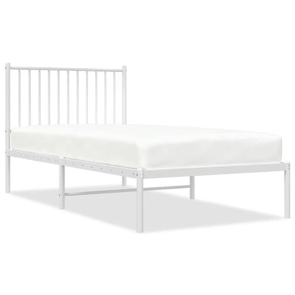 vidaXL Metal Bed Frame without Mattress with Headboard White 90x190cm 2