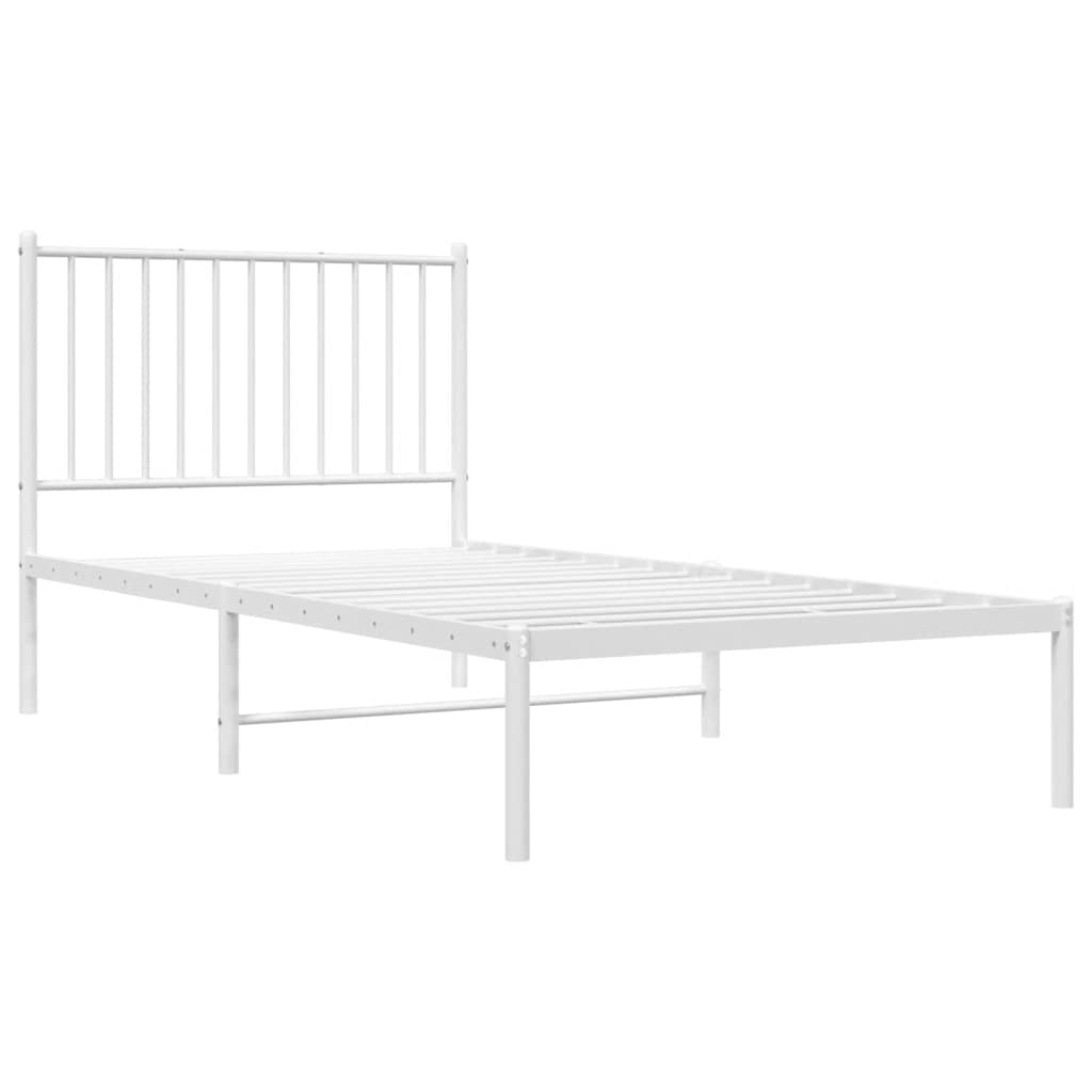 vidaXL Metal Bed Frame without Mattress with Headboard White 90x190cm 3