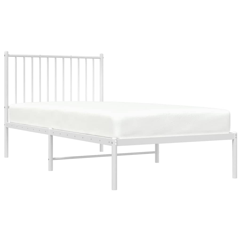 vidaXL Metal Bed Frame without Mattress with Headboard White 90x190cm 4