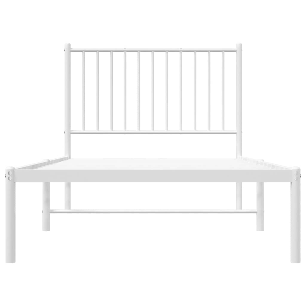 vidaXL Metal Bed Frame without Mattress with Headboard White 90x190cm 5