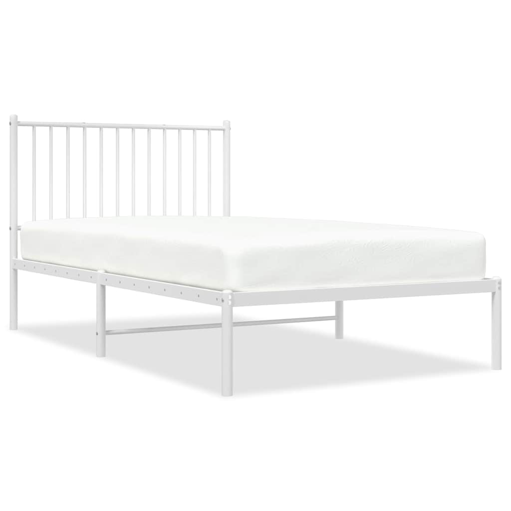 vidaXL Metal Bed Frame without Mattress with Headboard White 100x190cm 2