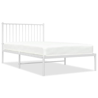 vidaXL Metal Bed Frame without Mattress with Headboard White 100x190cm 2