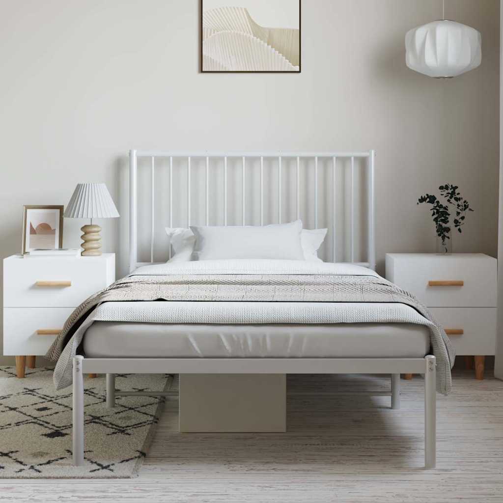 vidaXL Metal Bed Frame without Mattress with Headboard White 100x190cm 3