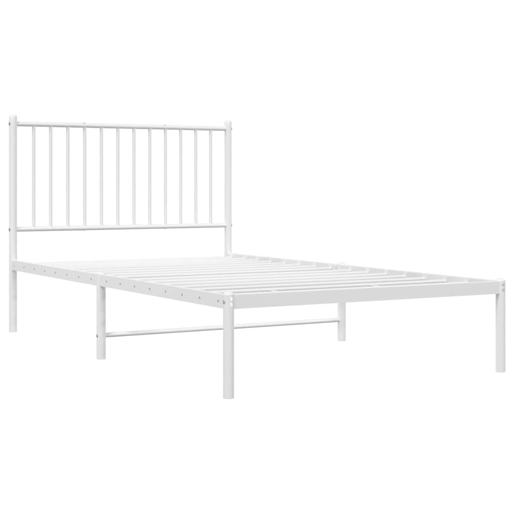 vidaXL Metal Bed Frame without Mattress with Headboard White 100x190cm 4
