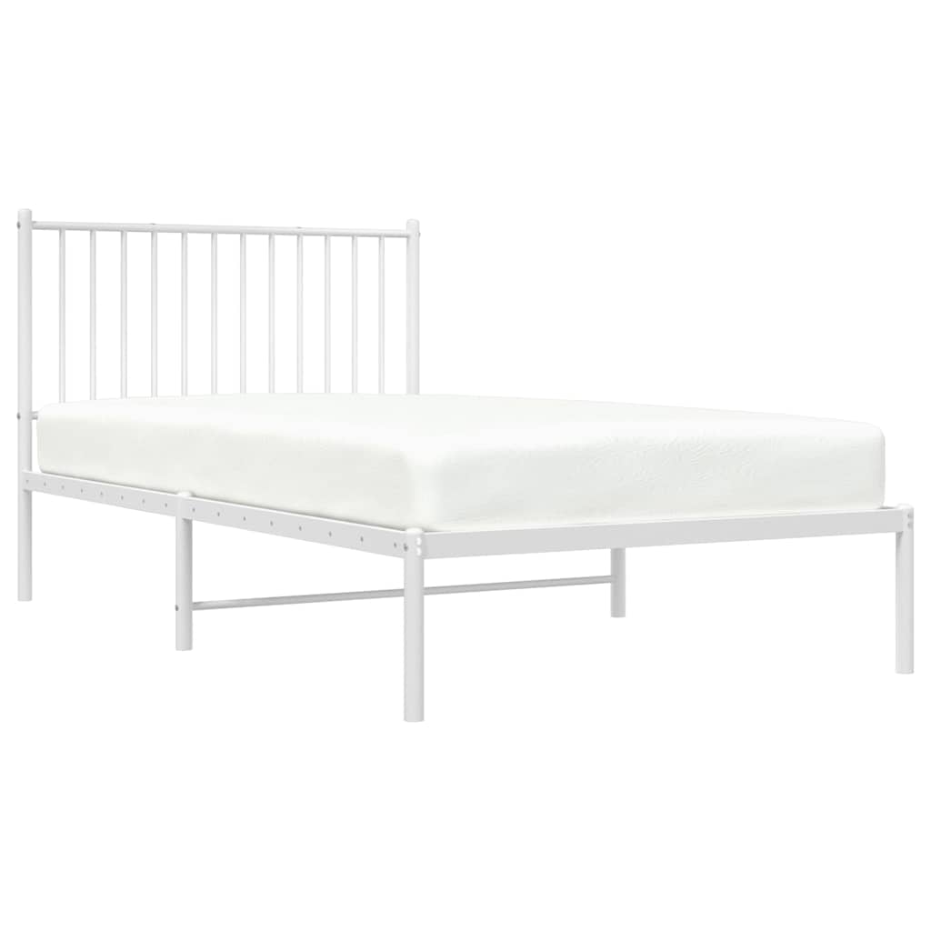 vidaXL Metal Bed Frame without Mattress with Headboard White 100x190cm 5