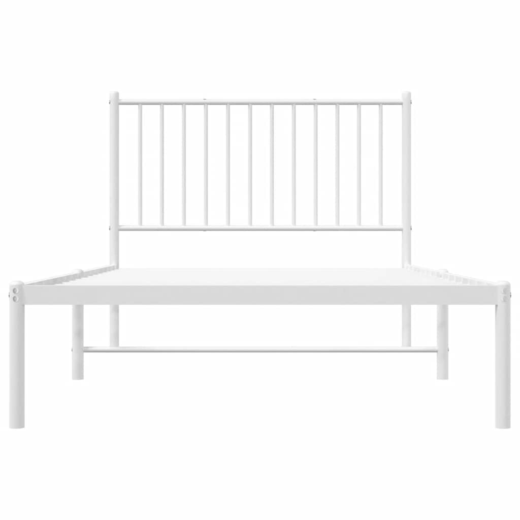 vidaXL Metal Bed Frame without Mattress with Headboard White 100x190cm 6