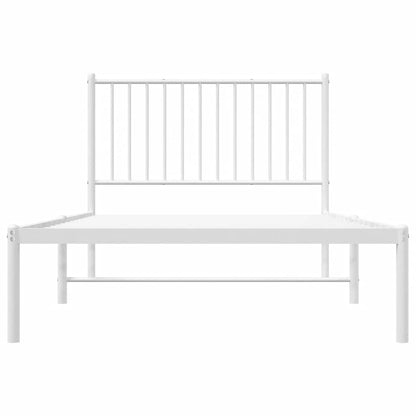 vidaXL Metal Bed Frame without Mattress with Headboard White 100x190cm 6