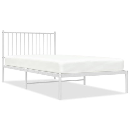 vidaXL Metal Bed Frame without Mattress with Headboard White 100x200cm 2