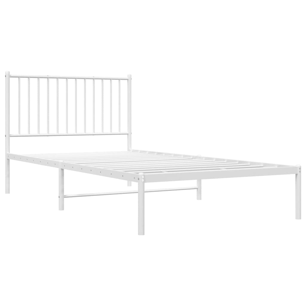 vidaXL Metal Bed Frame without Mattress with Headboard White 100x200cm 4