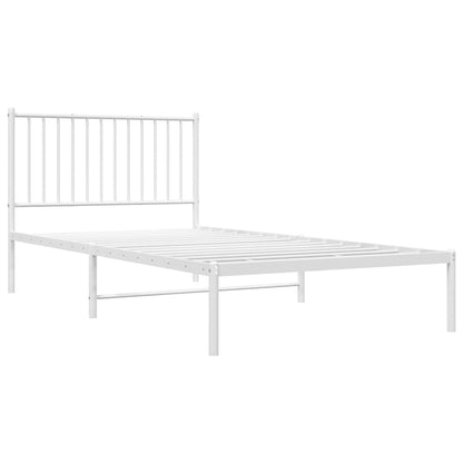 vidaXL Metal Bed Frame without Mattress with Headboard White 100x200cm 4
