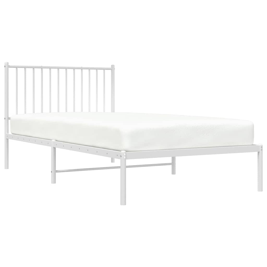vidaXL Metal Bed Frame without Mattress with Headboard White 100x200cm 5