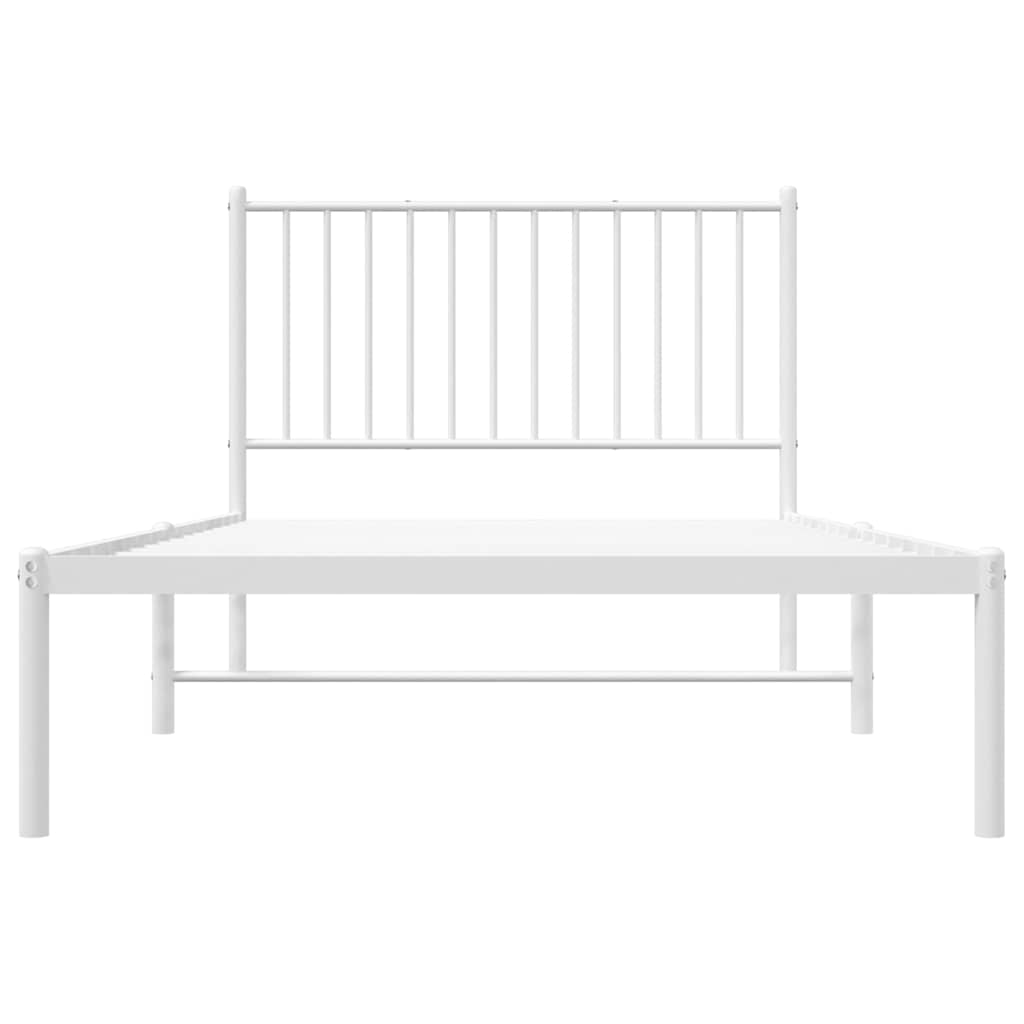 vidaXL Metal Bed Frame without Mattress with Headboard White 100x200cm 6
