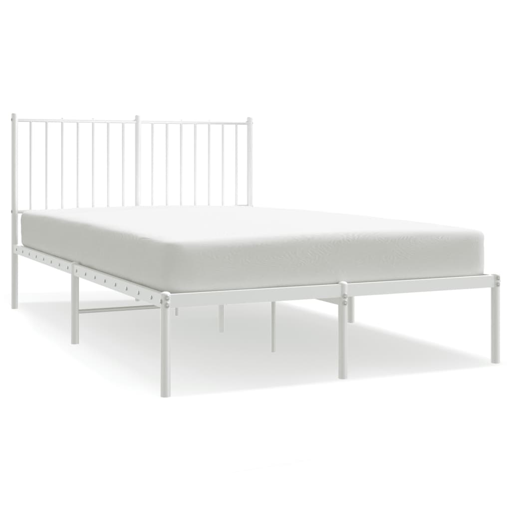 vidaXL Metal Bed Frame without Mattress with Headboard White 120x190cm 2