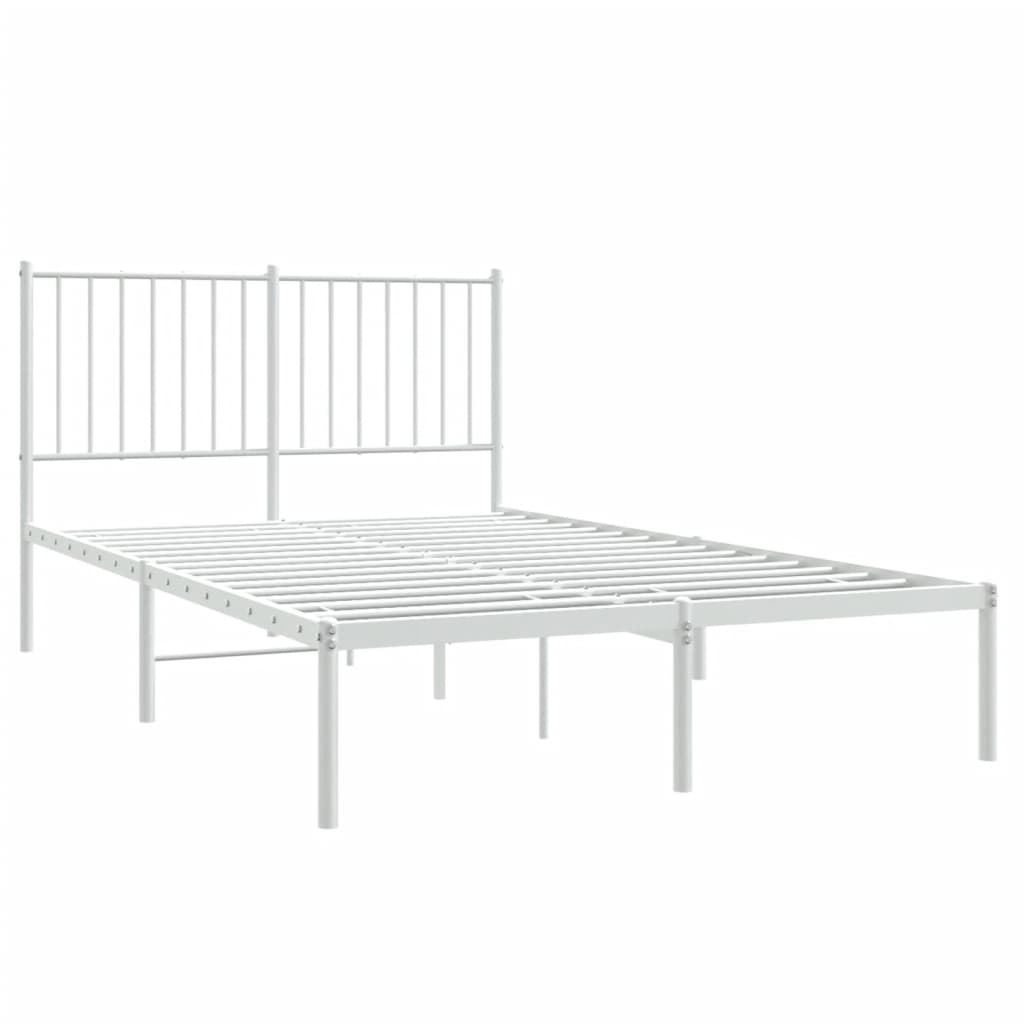vidaXL Metal Bed Frame without Mattress with Headboard White 120x190cm 3