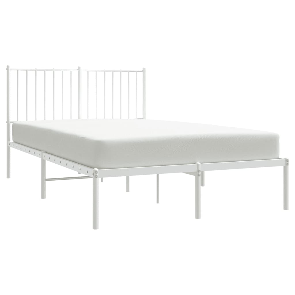 vidaXL Metal Bed Frame without Mattress with Headboard White 120x190cm 4