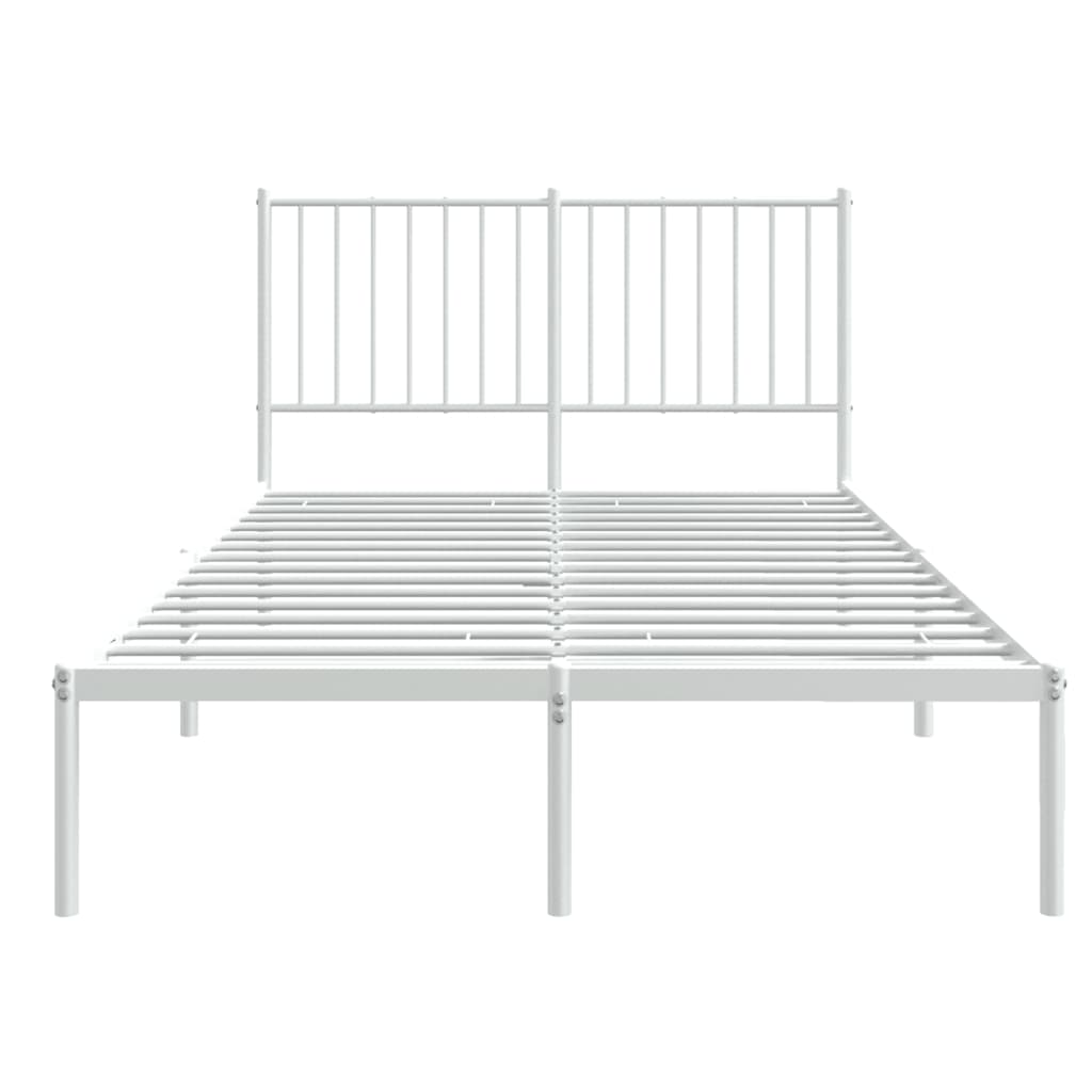 vidaXL Metal Bed Frame without Mattress with Headboard White 120x190cm 5
