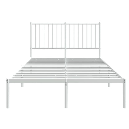 vidaXL Metal Bed Frame without Mattress with Headboard White 120x190cm 5