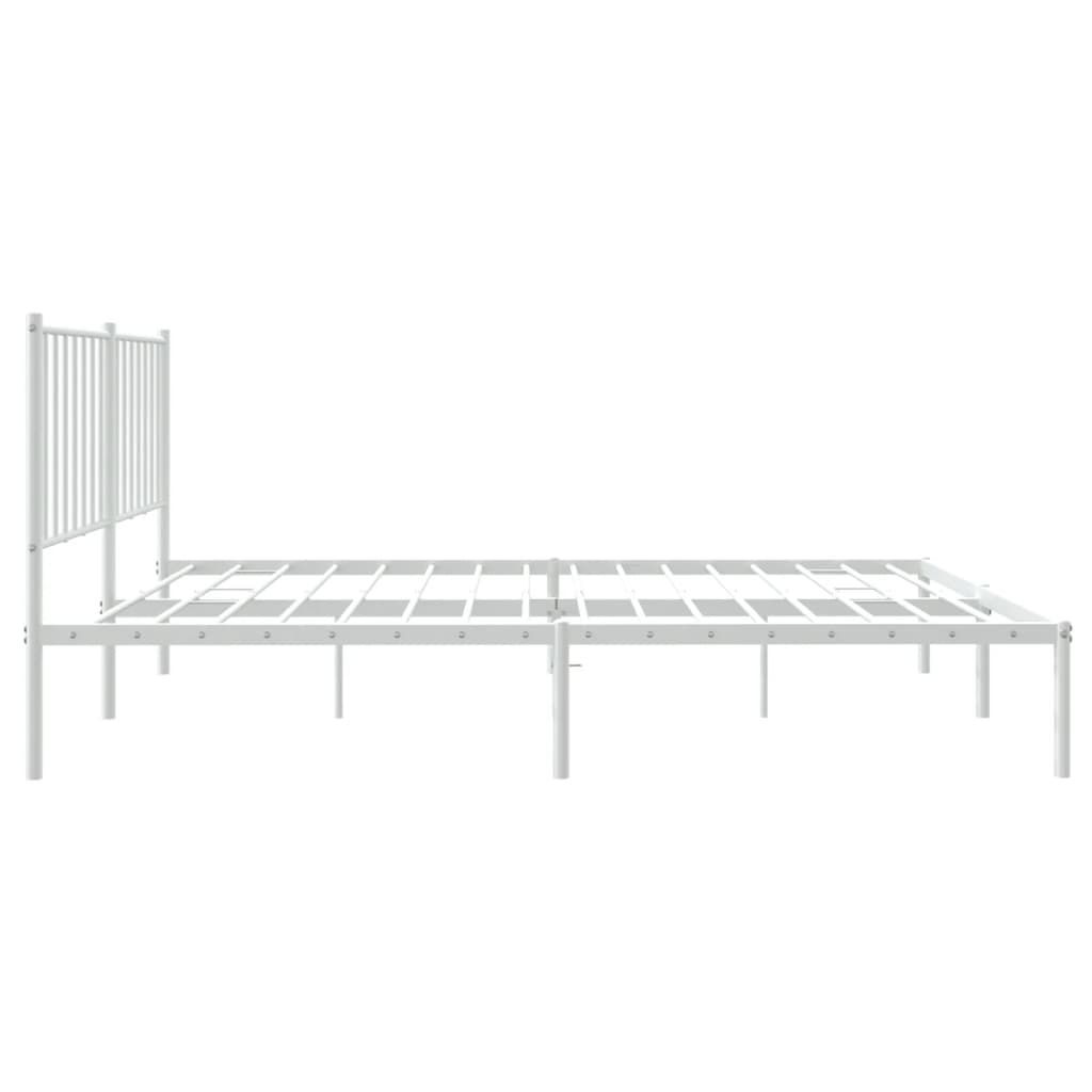 vidaXL Metal Bed Frame without Mattress with Headboard White 120x190cm 6