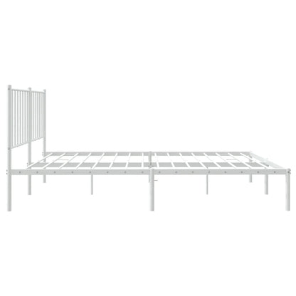 vidaXL Metal Bed Frame without Mattress with Headboard White 120x190cm 6
