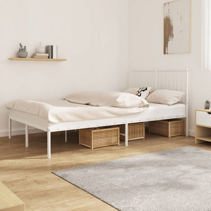 vidaXL Metal Bed Frame without Mattress with Headboard White 120x190cm 1